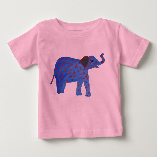 Camiseta Para Bebê Azul Elefante Desenho Tutu Bodyfato (Frente)