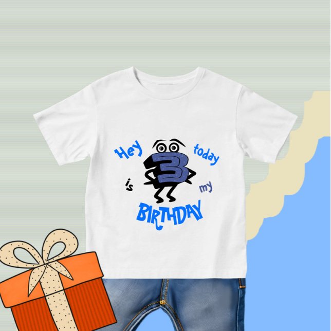 Camiseta Para Bebê Azul engraçado número três (Criador carregado)