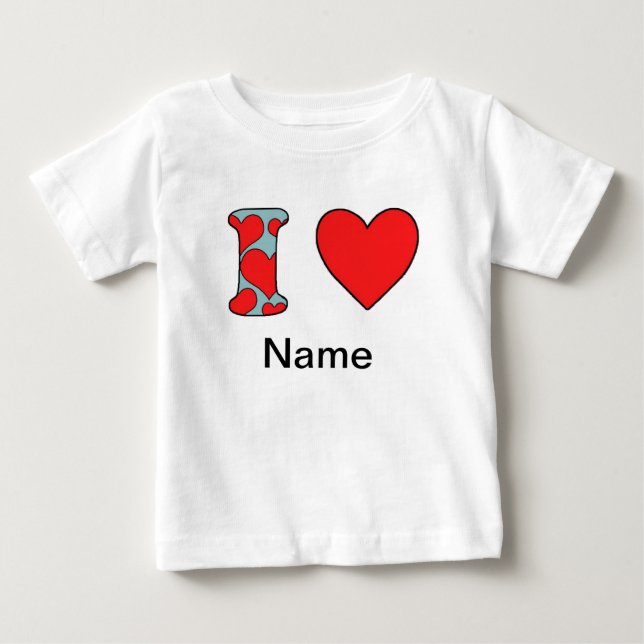 Camiseta Para Bebê azul, eu adoro costomizado (Frente)