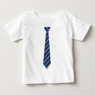Camiseta Para Bebê Azul falsificado engraçado laço listrado