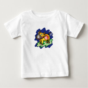 Camiseta Para Bebê Azul feliz do Taurus com desenhos animados