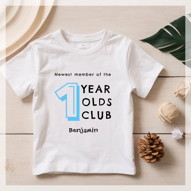 Camiseta Para Bebê Azul | PRIMEIRO ANIVERSARIO | Personalizado (Criador carregado)