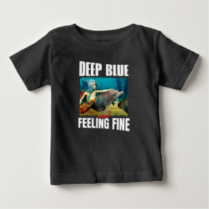 Camiseta Para Bebê Azul Profundo e Sentindo-se Bem Sereia e Golfinho