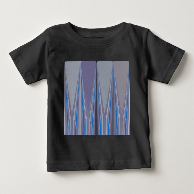 Camiseta Para Bebê Azul, Roxo, Cinza de Arte Chevron (Frente)