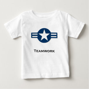 Camiseta Para Bebê Azul Trabalho em equipe EUA