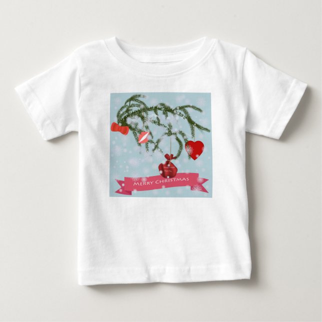 Camiseta Para Bebê Azulejo Cerâmico de Natal (Frente)