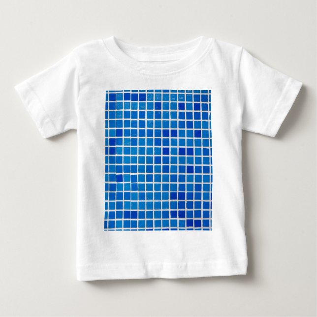 Camiseta Para Bebê Azulejo Mosaico Azul (Frente)