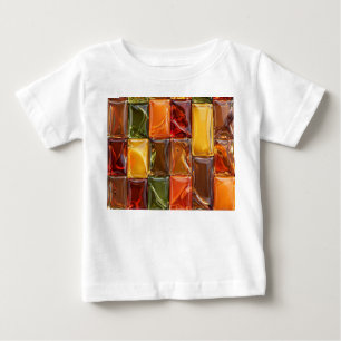Camiseta Para Bebê Azulejo Mosaico de Vidro Outono Quente - Âmbar Bri