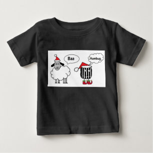 Camiseta Para Bebê Baa Humbug Ovelha de Natal Engraçado Cartoon
