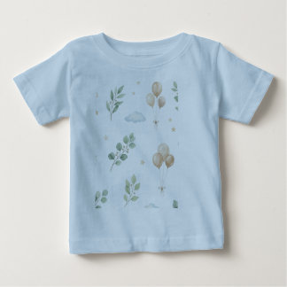 Camiseta Para Bebê Babadouro de Bebê Balões Botânicos de Eucalipto &