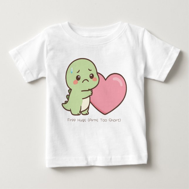 Camiseta Para Bebê Baby Bodysuit - Cute Sad Dinosaur with Short Arms  (Frente)