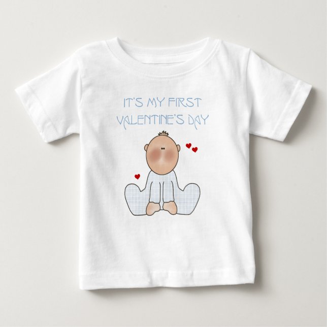 Camiseta Para Bebê Baby Boy First Dia de os namorados (Frente)