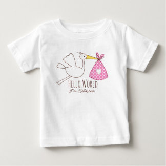 Camiseta Para Bebê Baby Boy Hello World I'm Sebastian Personalized