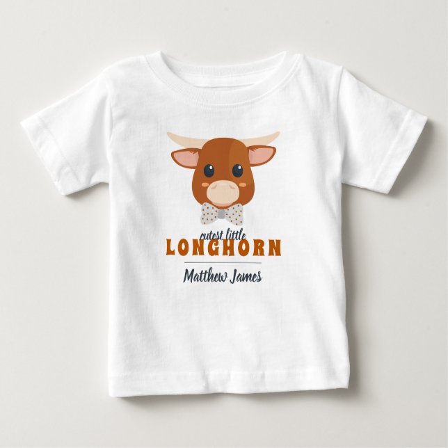 Camiseta Para Bebê Baby Boy Longhorn Burt Orange (Frente)