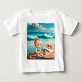 Camiseta Para Bebê Baby Boy na Praia