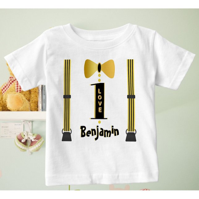 Camiseta Para Bebê Baby Boy Name One Love Tuxedo (Criador carregado)