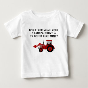 Camiseta Para Bebê Baby Boy Red Trator Avô Engraçado