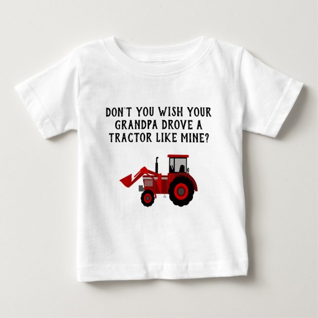 Camiseta Para Bebê Baby Boy Red Trator Avô Engraçado (Frente)