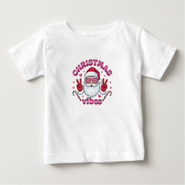Camiseta Para Bebê Baby Christmas Vibes T-Shirt |Toddler Groovy Santa