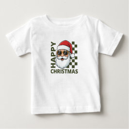 Camiseta Para Bebê Baby Cool Happy Christmas Checkered T-Shirt