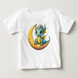 Camiseta Para Bebê Baby Dragon on the Moon – Fantasy Design for Littl
