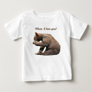 Camiseta Para Bebê Baby Fine Jersey T-Shirt com filhote de urso pardo