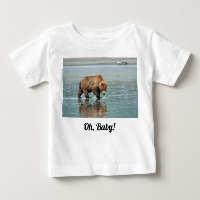Camiseta Para Bebê Baby Fine Jersey T-Shirt of grizzar urso (Frente)