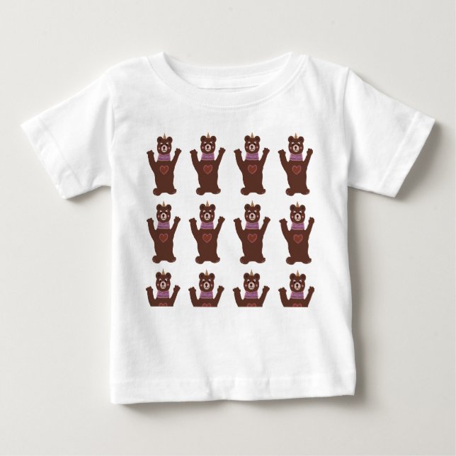 Camiseta Para Bebê Baby Fine Jersey T-Shirt, White Bears (Frente)
