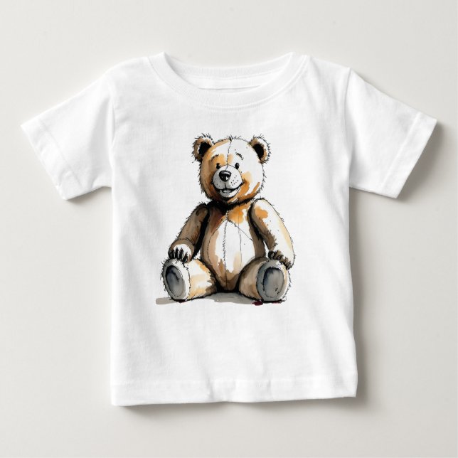 Camiseta Para Bebê Baby Fine Jersey Teddy Bear T-Shirt (Frente)