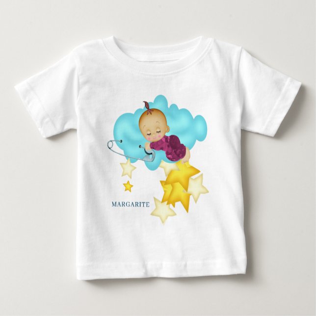 Camiseta Para Bebê Baby Girl (2) em uma nuvem (Frente)