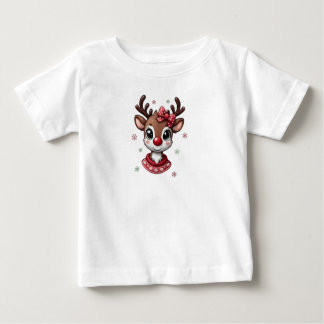 Camiseta Para Bebê Baby Girl Cute Reindeer Personalized T-Shirt