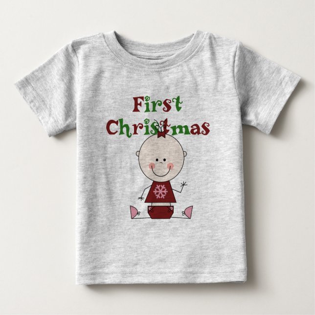 Camiseta Para Bebê Baby Girl First Christmas T-shirts e presentes (Frente)