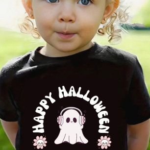 Camiseta Para Bebê Baby Girl Ghost Happy Halloween Todler Skate