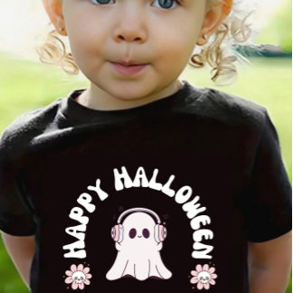 Camiseta Para Bebê Baby Girl Ghost Happy Halloween Todler Skate