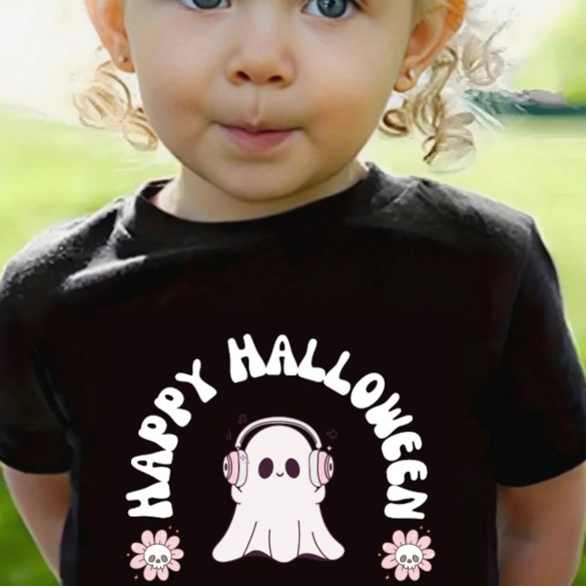 Camiseta Para Bebê Baby Girl Ghost Happy Halloween Todler Skate (Criador carregado)