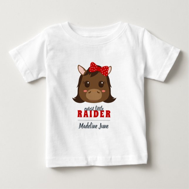 Camiseta Para Bebê Baby Girl Red Horse Raider T-Shirt (Frente)