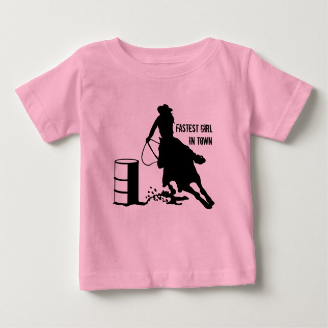 Camiseta Para Bebê Baby Girl Tu Cowgirl Barrel Racer (Frente)
