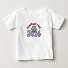 Camiseta Para Bebê Baby Happy New Year 2026 Groovy T-Shirt