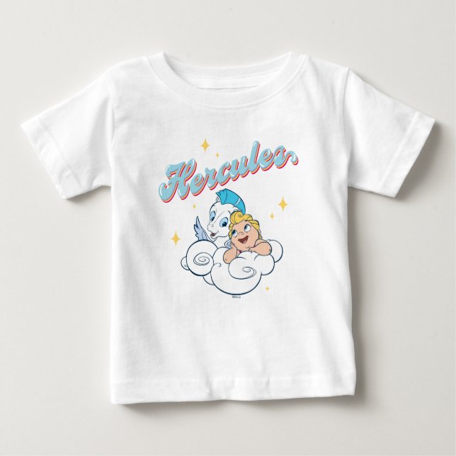 Camiseta Para Bebê Baby Hercules and Pegasus on a Cloud Baby T-Shirt (Frente)