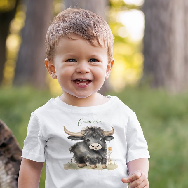 Camiseta Para Bebê Baby Highland Cow (Criador carregado)