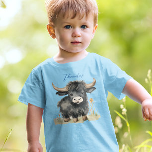 Camiseta Para Bebê Baby Highland Cow Boy