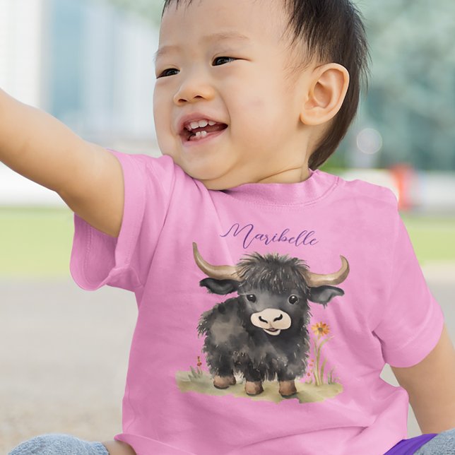 Camiseta Para Bebê Baby Highland Cow Girl (Criador carregado)