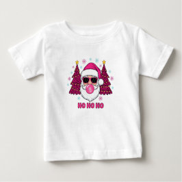 Camiseta Para Bebê Baby HO HO HO Pink Christmas Santa T-Shirt