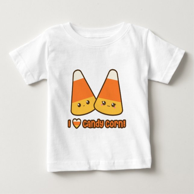 Camiseta Para Bebê Baby - I Heart Candy Corn (Frente)