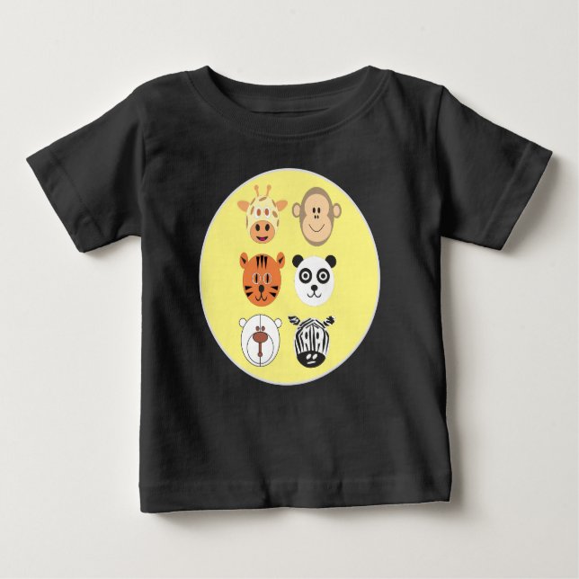 Camiseta Para Bebê Baby Jersey T-Shirt 6 Animal Design (Frente)