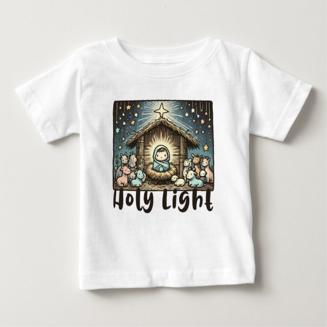 Camiseta Para Bebê Baby Jesus : Holy Light: Sacred Light (Frente)