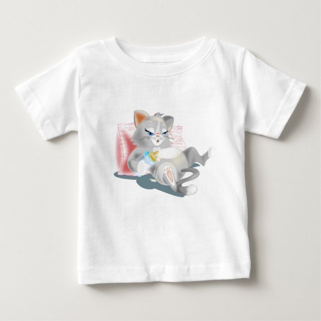 Camiseta Para Bebê Baby Kitten Baby T-Shirt Fun Painting Gift (Frente)