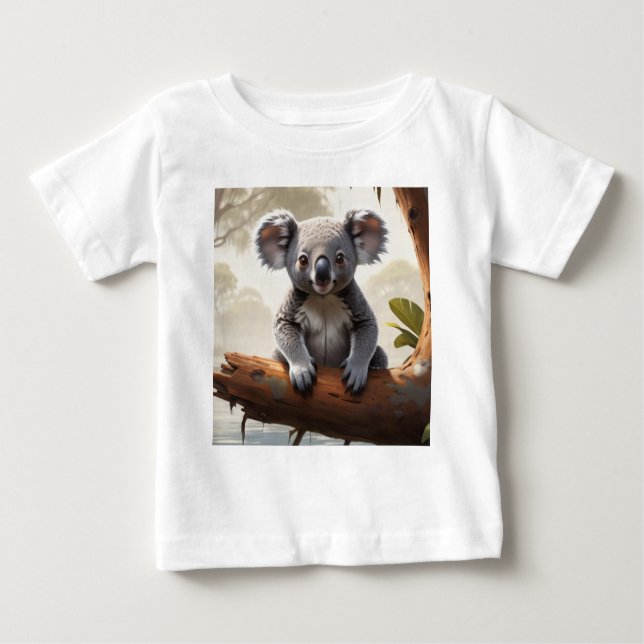 Camiseta Para Bebê Baby Koala por um Pond (Frente)
