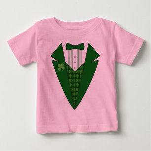 Camiseta Para Bebê Baby Leprechaun Irish Tuxedo