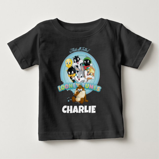 Camiseta Para Bebê Baby LOONEY TUNES™ Logo | That's All Folks (Frente)